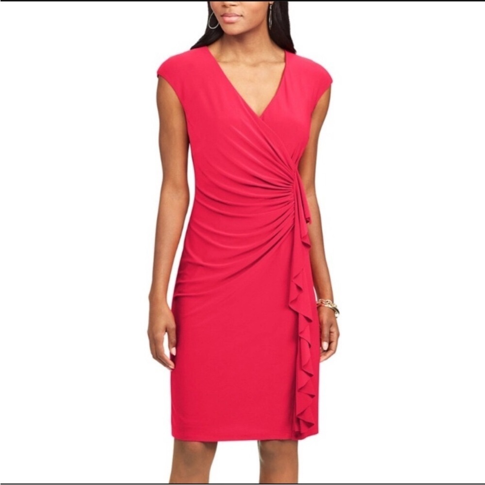 CHAPS Red Wrap Dress Valentine’s Date Night Classic Size Large